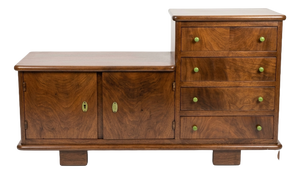 Art Deco Sideboard in Walnut with Asymmetrical Design