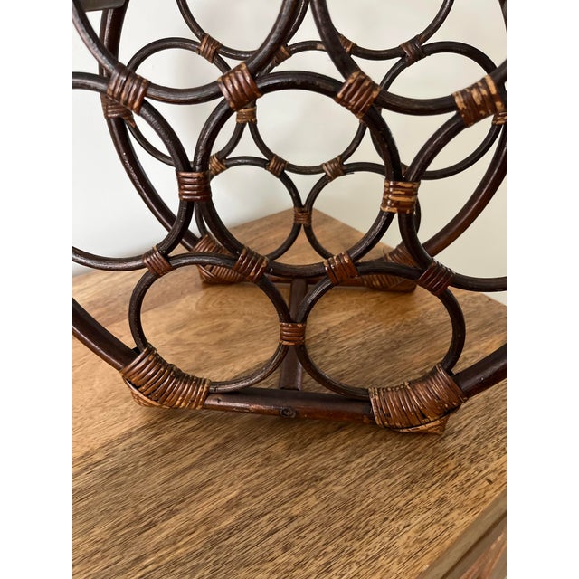 Wood 1970s Bent Bamboo & Rattan Wine Rack For Sale - Image 7 of 8