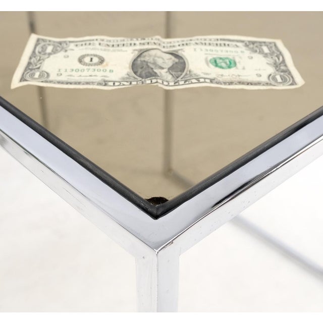 Set of Wide Rectangle Shape Chrome & Smoked Glass Nesting End Side Tables For Sale - Image 17 of 18