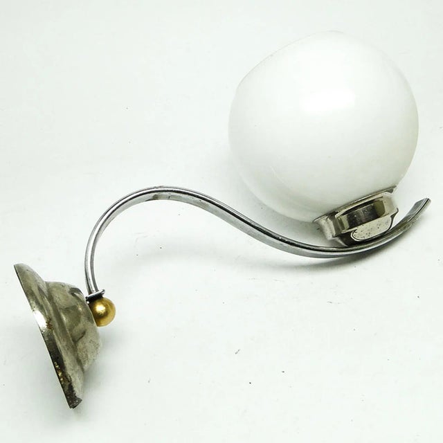 Metal Czechoslovakian Art Deco Wall Lamp, 1950s For Sale - Image 7 of 9