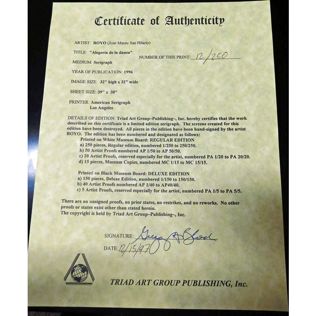 Royo "Allegona De La Danza" Signed Numbered Serigraph on Paper For Sale - Image 4 of 6