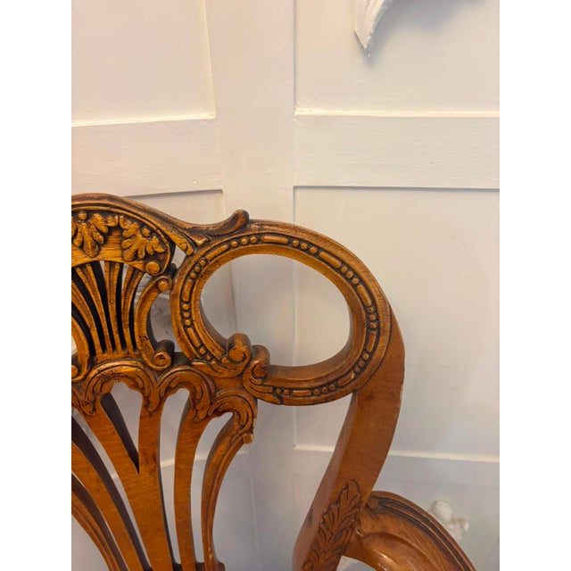 Antique Carved Walnut Desk Armchairs, 1920, Set of 2 For Sale - Image 11 of 18