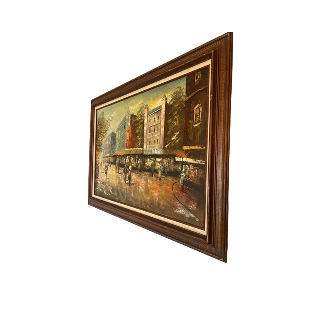 We have for your consideration a very gorgeous painting depicting of a French modernist city scenery. Painting consists of...