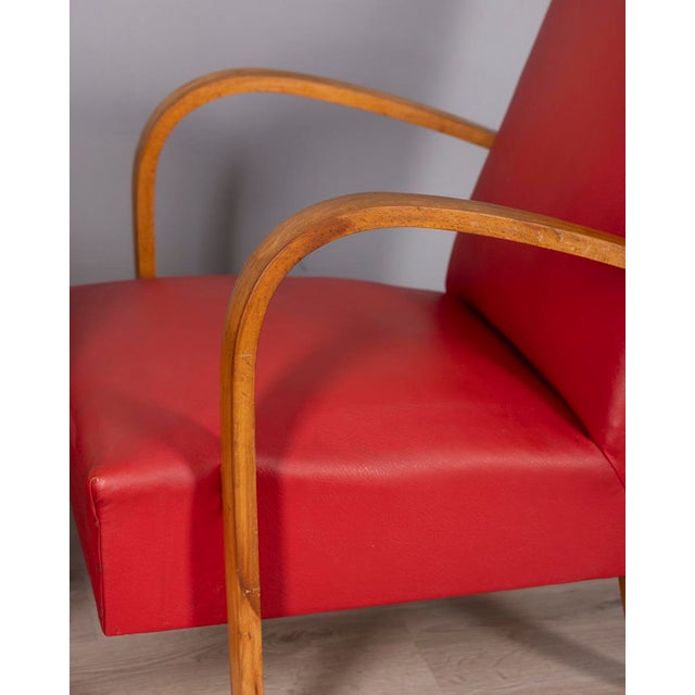 Vintage Italian Armchairs in Red Leather, 1950s, Set of 2 For Sale - Image 10 of 17