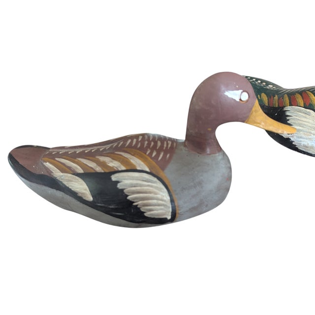Antique Handmade Wooden Duck Decoys Made in Spain - A Pair For Sale - Image 12 of 18