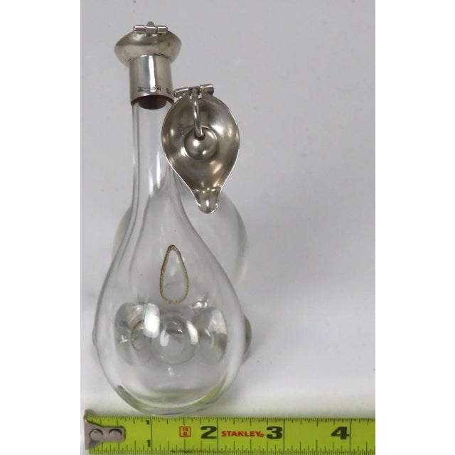 Circa 1907 Early English Arts & Crafts Hand Blown Crystal With Sterling Silver Vinegar & Oil Bottles For Sale - Image 11 of 13