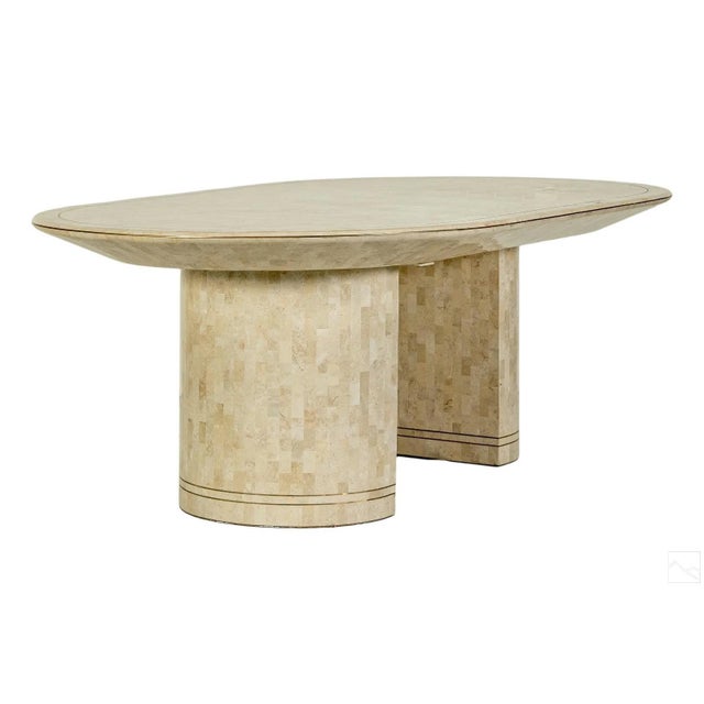 Modern Large Dining Fossilized Coral Table with Stone Mosaic by Karl Springer For Sale - Image 3 of 14