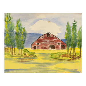 1949 Yakima Washington Barn Watercolor by Matthews