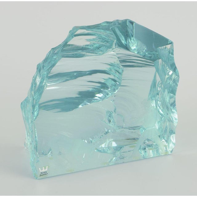 Large Art Glass Ice Block Sculpture by Vicke Lindstrand for Kosta Boda, 1980s For Sale - Image 9 of 9