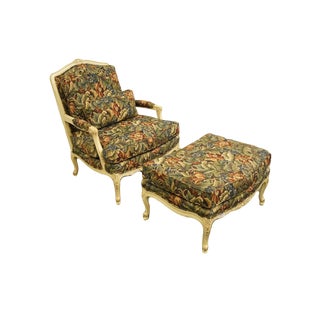 Late 20th Century Vintage Sherrill Furniture Bergere Chair & Ottoman For Sale
