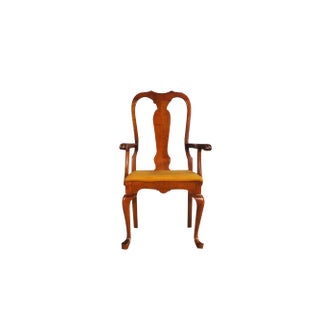 Queen Anne Style Mahogany & Leather Armchair, 1970s For Sale