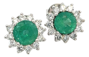 Natural Emerald Diamond Earrings 14k Gold 2.99 TCW Certified