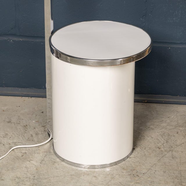 Vintage Italian Chrome Arc Floor Lamp with Opaline Shade, 1970s For Sale - Image 9 of 13
