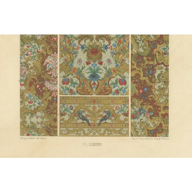After Racinet, 17th-18th Century French Decorative Textile and Wallpaper Designs, Plate LXXXVI, Print For Sale - Image 3 of 10