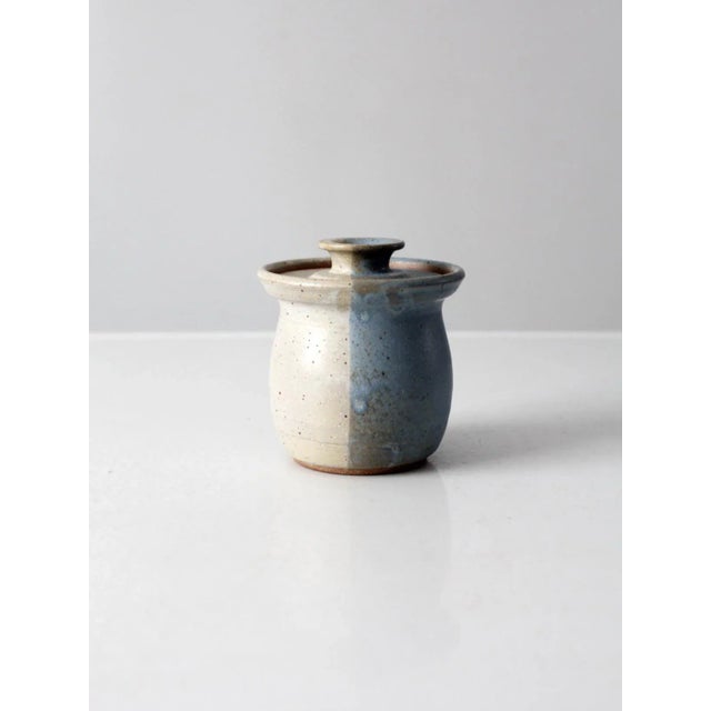 Blue Vintage Studio Pottery Jar For Sale - Image 8 of 11