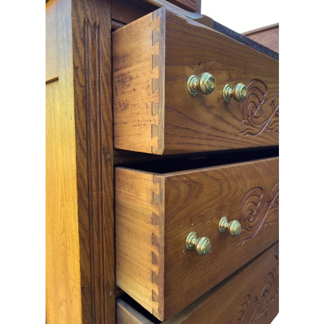 Victorian Carved Oak 5-Drawer Drop-Center Dresser For Sale - Image 9 of 10