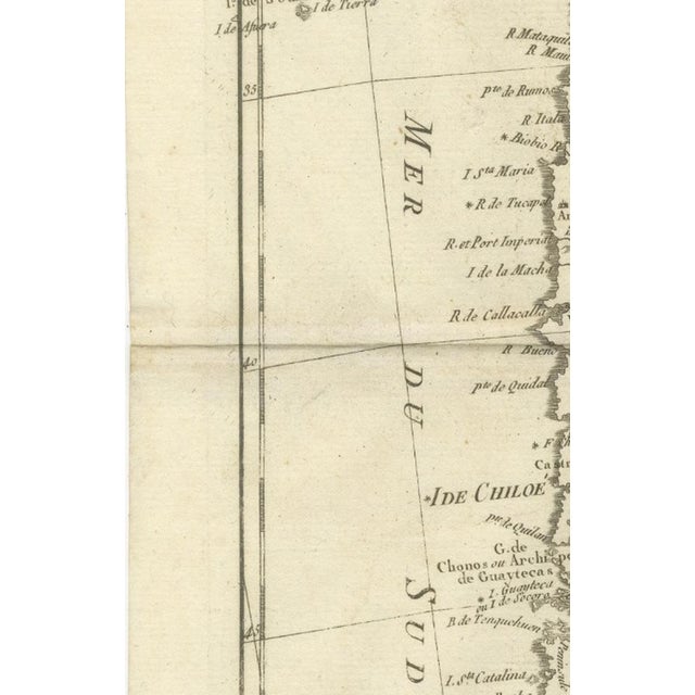 Chile from Peru to Cape Horn Enlightenment Map by Rigobert Bonne, 1780s For Sale - Image 6 of 12