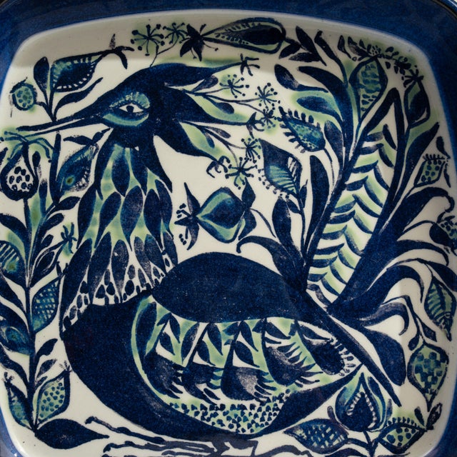 Traditional 1960s Denmark Blue Ceramic Decorative Bowl For Sale - Image 3 of 18