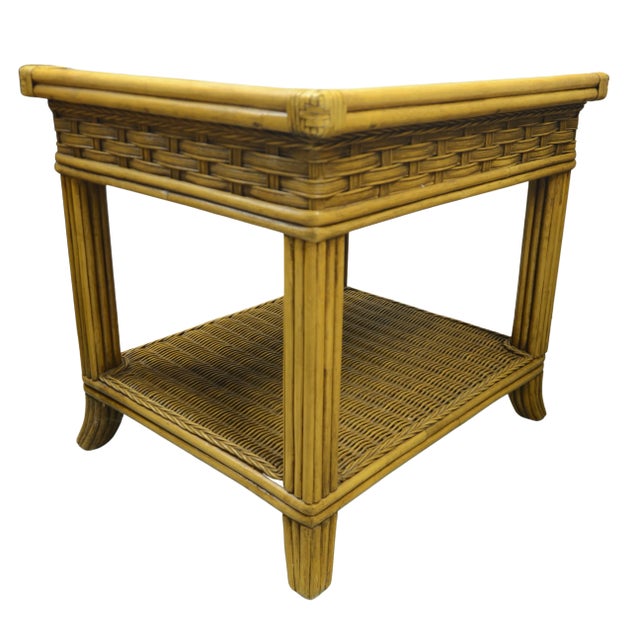 Boho Chic Braxton Culler Bamboo Glass Top Table For Sale - Image 3 of 7
