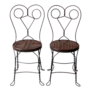 Antique Ice Cream Parlor Bistro Chair Pair