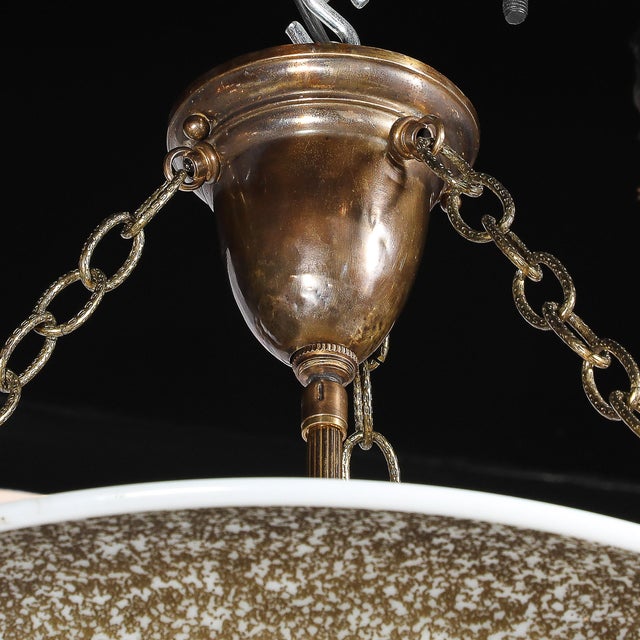 Art Deco Basin Form Acid Etched Green Gold & White Glass Pendant Signed Daum For Sale - Image 16 of 16