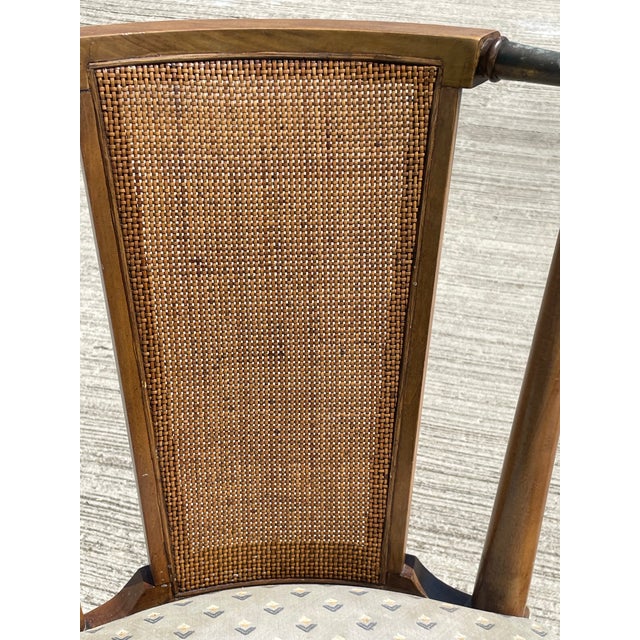 Brown Mid Century Modern Bert England Forward Trend Cane and Brass Accented Dining Chairs, 1950 - Set of 4 For Sale - Image 8 of 12
