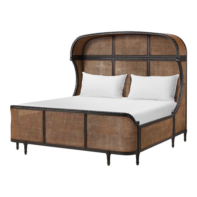 French Caned King Bed For Sale