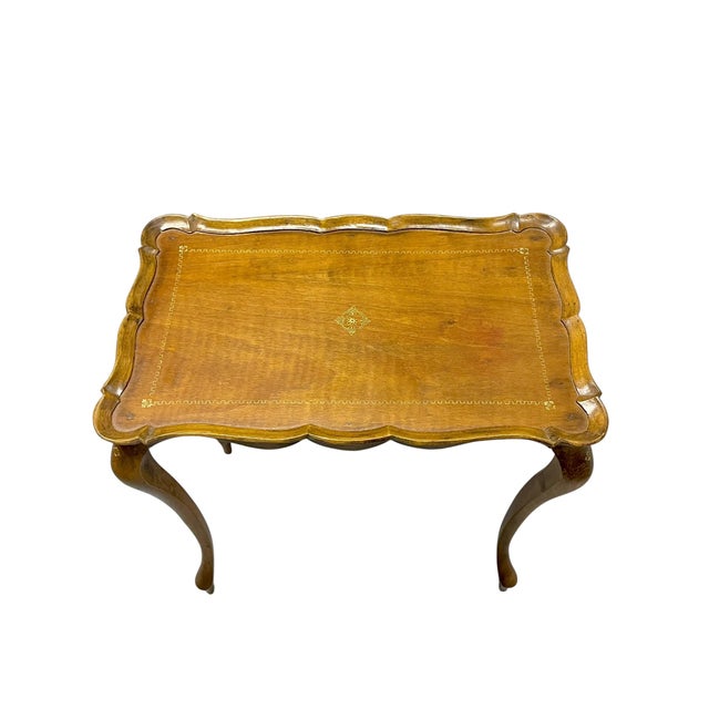 Vintage Franco Tacchi Florentine Italian Wood Set of 3 Nesting Tables For Sale - Image 11 of 17