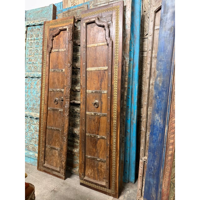 Farmhouse Antique Indian Teak Rustic Double Doors – A Statement Pair For Sale - Image 3 of 12