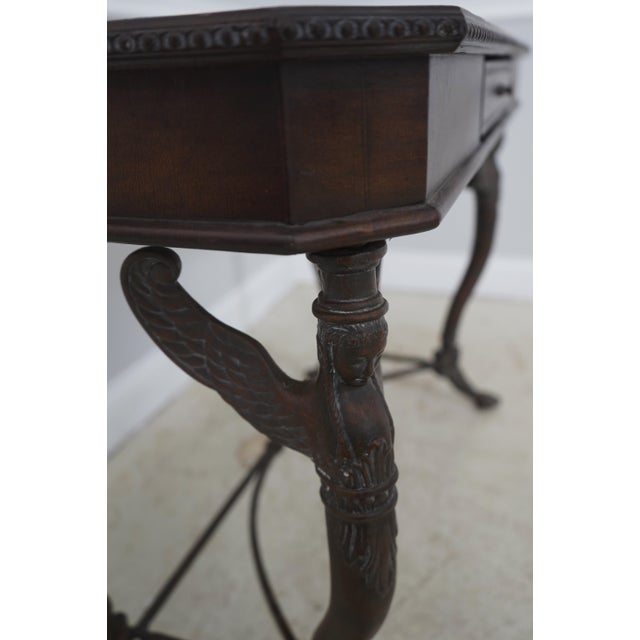 Leather Top Metal Base 1 Drawer Console Table For Sale - Image 16 of 18