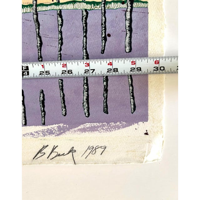 Abstract Barbara Beck 1989 Abstract Landscape Watercolor Painting on Paper - Signed/Dated/Unframed For Sale - Image 3 of 4