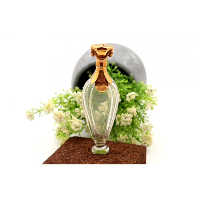 Metal Glass Perfume Bottle with Gold Applications For Sale - Image 7 of 7