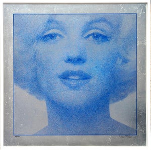 Bert Stern “Marilyn (Head Shot)” Blue Silkscreen Portrait Print on Silver Foil Ed. 47/100, Mid 20th Century