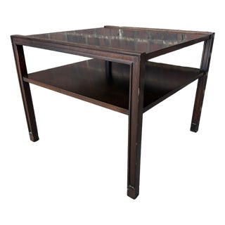 Edward Wormley for Dunbar Mid-Century Modern Mahogany Side Table With Lower Shelf For Sale