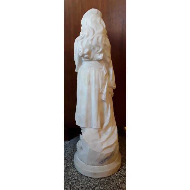 Large Antique Alabaster Figure of a Young Woman by Curriny, 1900s For Sale - Image 6 of 12