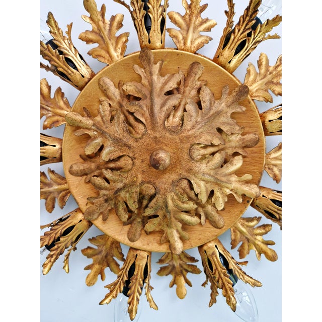 Floral Ceiling Light in Gilded Metal from Banci Firenze, Italy, 1970 For Sale - Image 6 of 13