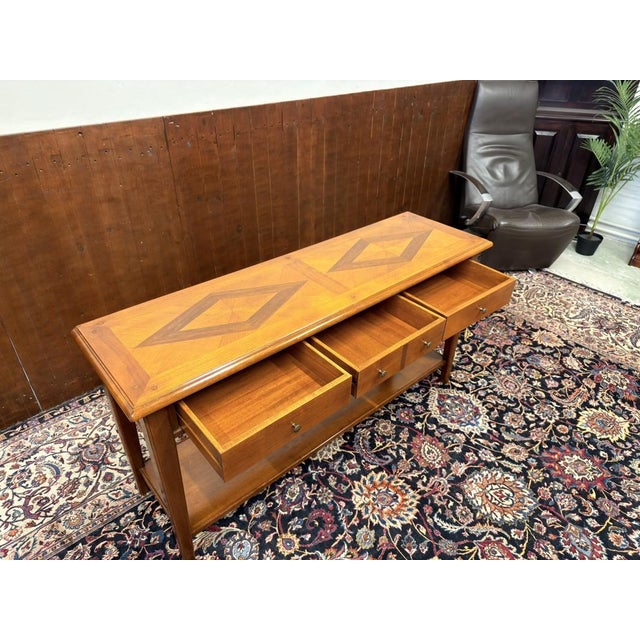 Wood English Side Table with Marqueterie For Sale - Image 7 of 12