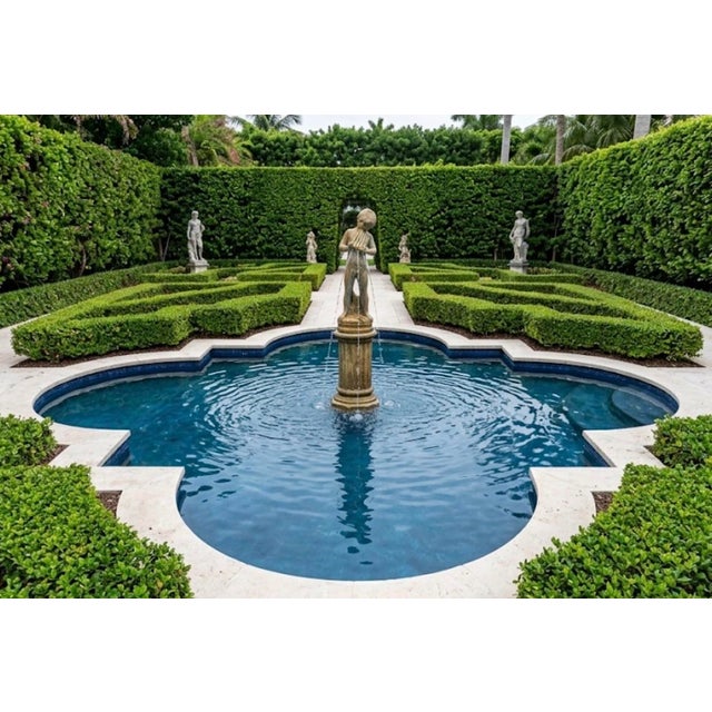 Vintage Cast Stone Centerpiece Fountain Featuring a Pan Flute Playing Putto on a Column For Sale - Image 11 of 12