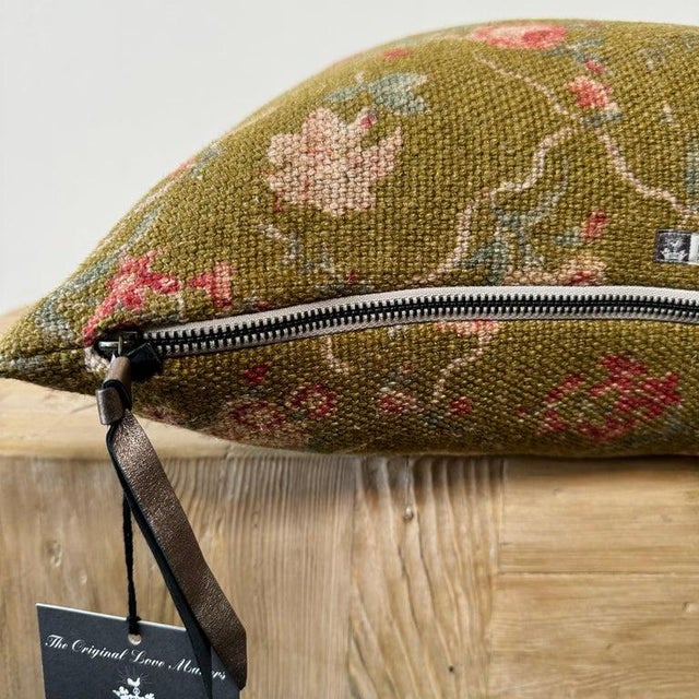 French Linen Floral Pillow With Down Insert Made in France For Sale In Los Angeles - Image 6 of 6