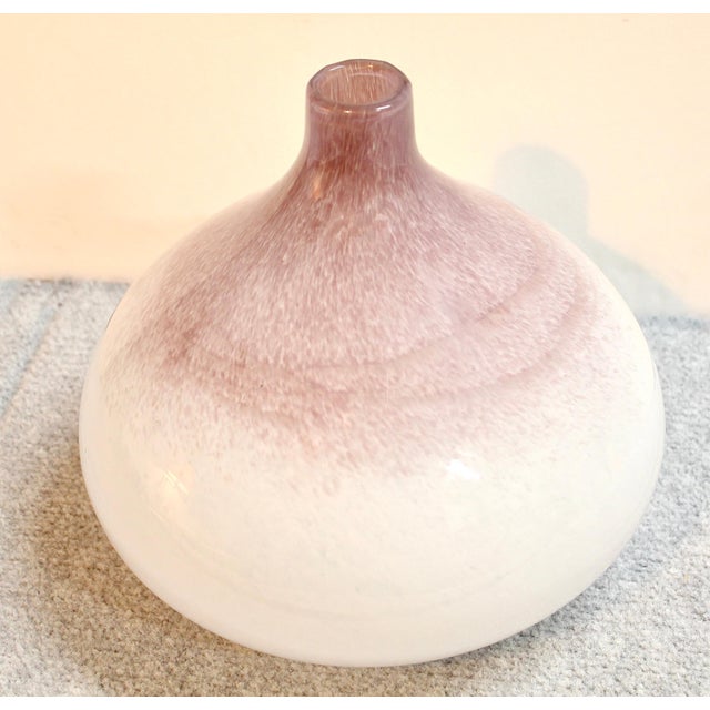 Vintage Ombre Mauve White Glass Bulb Vase For Sale - Image 4 of 5