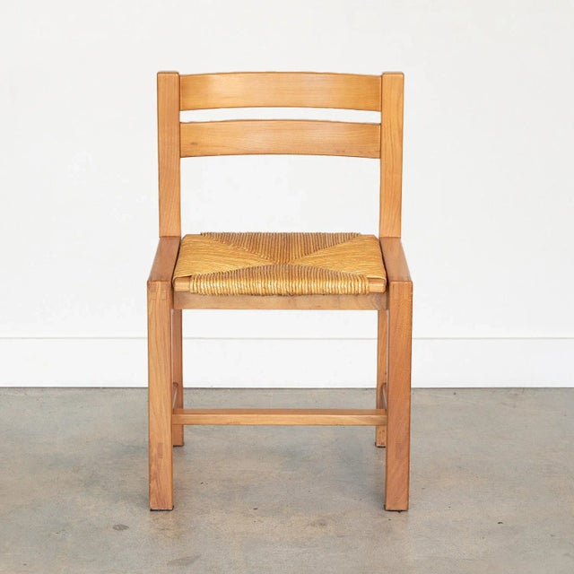 1950s French Wood and Woven Chairs by Maison Regain, Set of 4 For Sale - Image 4 of 11