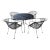 Russell Woodard Restored Wrought Iron Indoor/Outdoor Patio Table With 4 Barrel Chairs For Sale