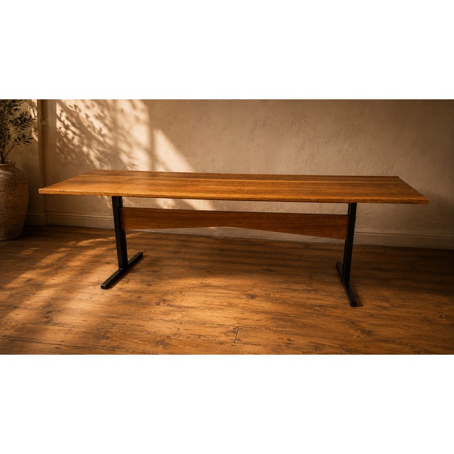 Vintage Rectangular Coffee Table with Wooden Top and Black Metal Base, 1960s For Sale - Image 11 of 11