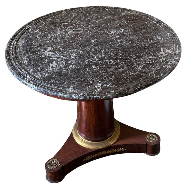 Early 19th Century Antique Early 19c French Empire Mahogany & Marble Gueridon Round Table For Sale - Image 5 of 5