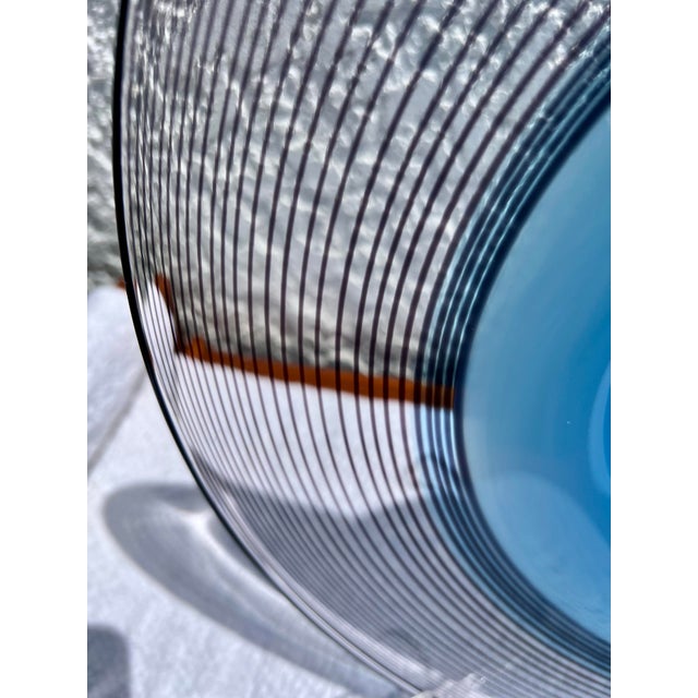 Glass Wilke Adolfsson Swedish Blue & Black Centerpiece Bowl & Matching Vase- Signed and Dated 1984 For Sale - Image 7 of 9