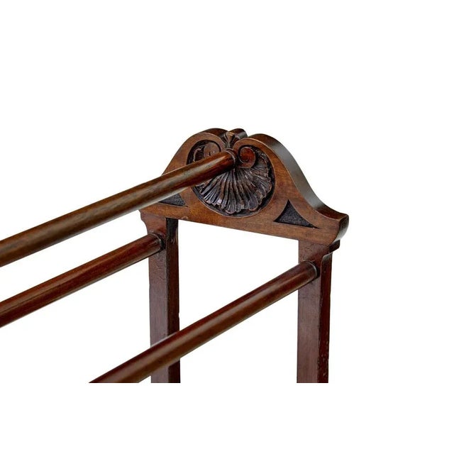 Early 20th century carved towel rail circa 1910. Good quality towel rail made from mahogany and pine. Decorative carved...