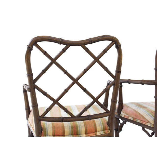 Faux Bamboo Hollywood Regency Armchairs, Pair For Sale - Image 9 of 12