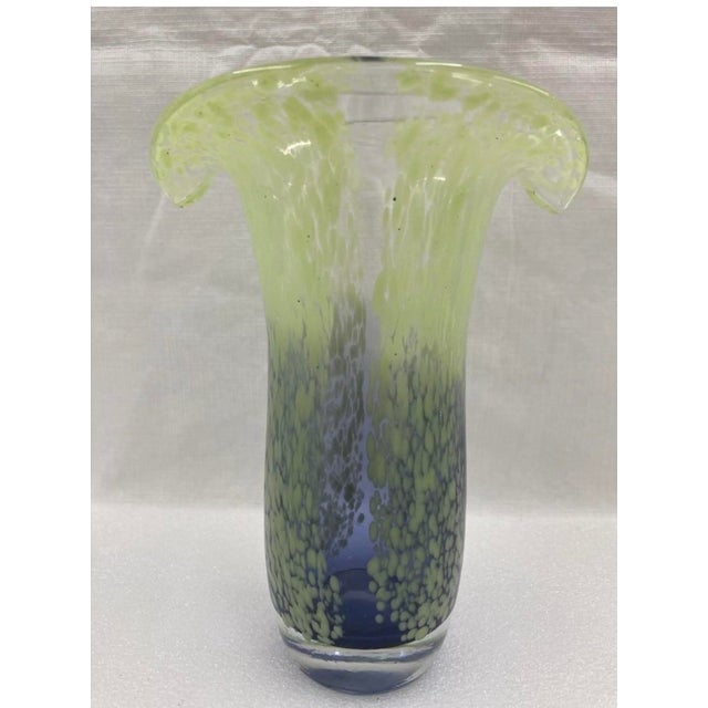 Glass Murano-Style Art Glass Vases – Purple & Chartreuse Green - Pair For Sale - Image 7 of 12
