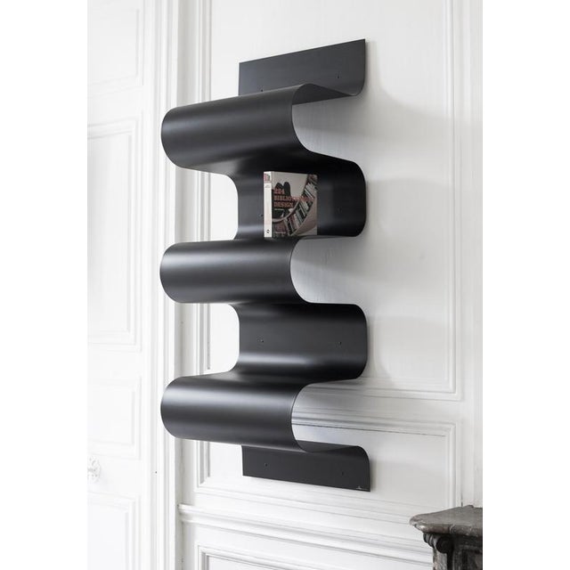 Black Wave Bookshelf in Powder Coated Aluminium by Julien Vidame For Sale - Image 8 of 9