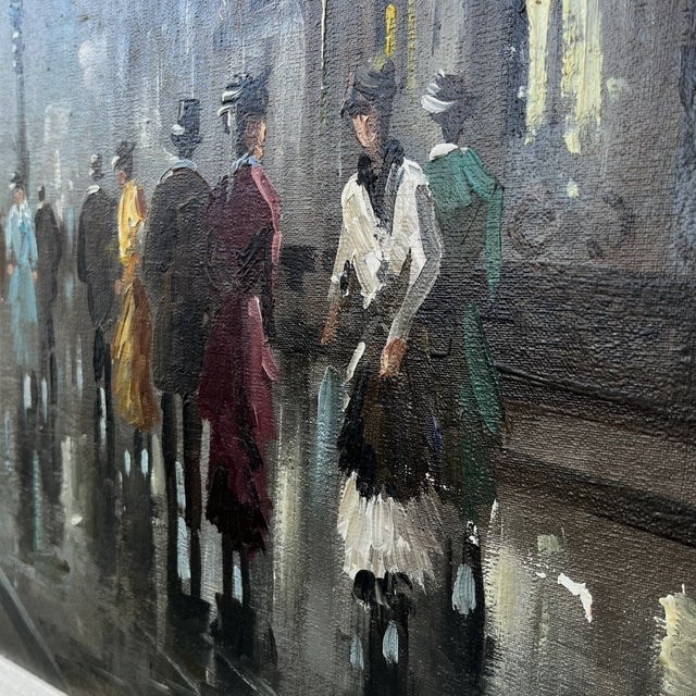 Wood Late 20th Century Antonio Devity Paris Street Scene Oil Painting Framed & Signed Art Impressionism Traditional 1800s Cityscape For Sale - Image 7 of 13